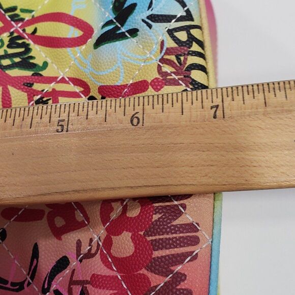 Colorful Graffiti Quilted Shoulder Purse / Satchel, Approx. 12 x 7 x 5 - Picture 9 of 10